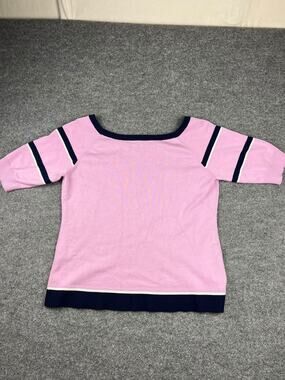 Ashley Stewart Top 14 Lilac Ribbed Knit Square Neck Short Sleeve